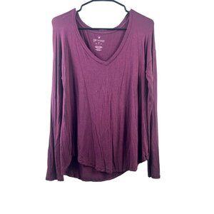 American Eagle Outfitters Soft & Sexy Burgundy Long Sleeve Top